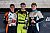 Gesamtsieger der GT4 von Rennen 2: Sieger Joel Mesch (Mitte) vor Linus Hahne (l.) und Leon Arndt - Foto: gtc-race.de/Trienitz